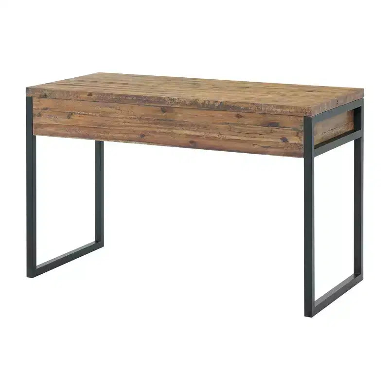 Alaterre Furniture Scrivania da Ufficio Claremont Rustico Legno e Metallo, Finitura Venatura del Legno Naturale con Due Cassetti Laterali, Ideale per Ufficio Domestico e Sala Studio