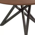 Tavolo da pranzo HomeRoots 47 con piano rotondo in legno marrone e grigio e base a gambe incrociate in acciaio inossidabile