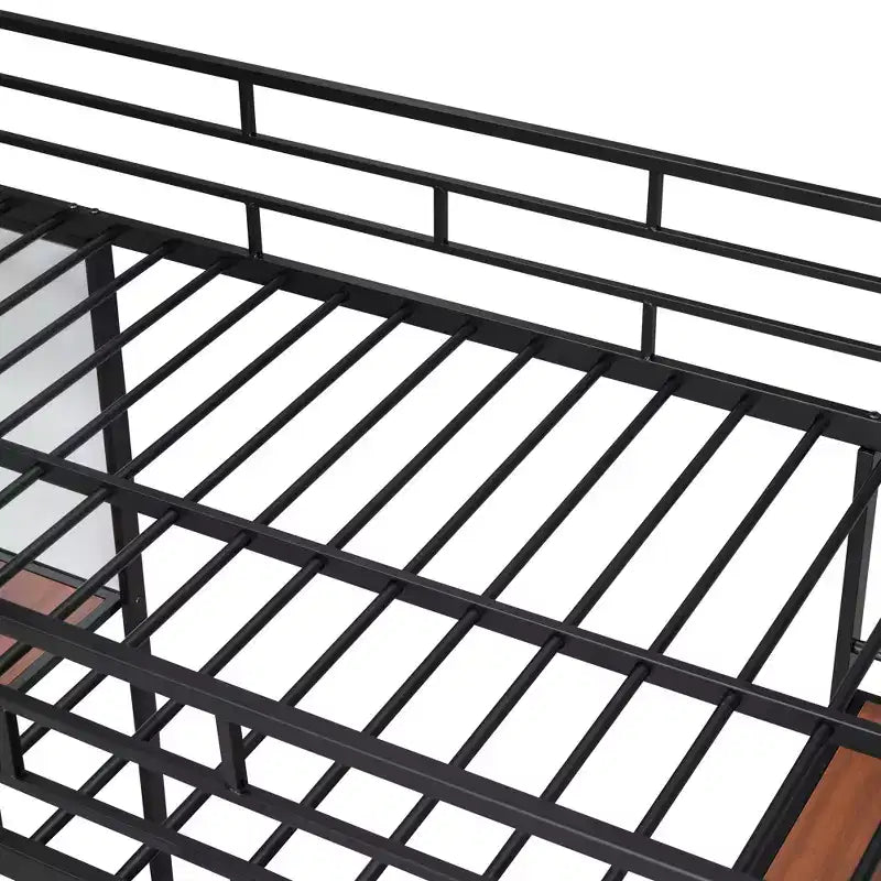 Letto a soppalco singolo in metallo con 3 ripiani e scrivania, letto con struttura in metallo per camera da letto