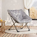 COZONY Rabbit Fur Saucer Chair Foldable Lounge Chair With Metal Frame, 300 lb Capacity for Bedroom Dorm Living Room