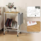 Mobile per Giradischi Costway con Porta Dischi in Vinile e Tasca Laterale, Ruote Girevoli Marrone/Naturale