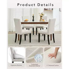 Set di 2 sedie da pranzo moderne imbottite in tessuto, sedie da pranzo con gambe in legno, schienale curvo ergonomico, capacità 120 kg, per sala da pranzo, cucina