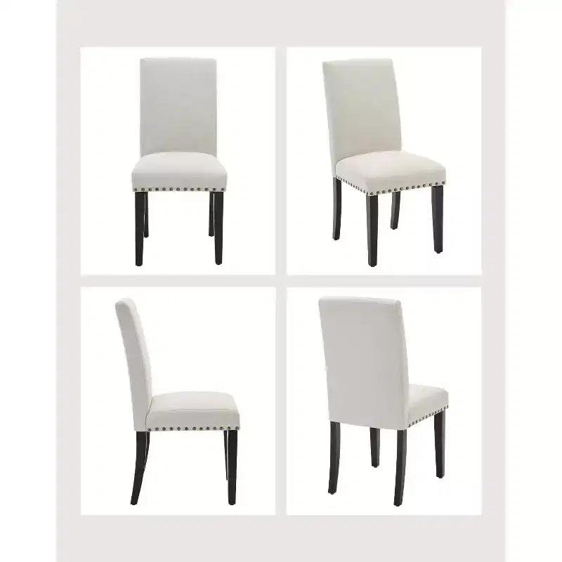 Set di 2 sedie da pranzo moderne imbottite in tessuto, sedie da pranzo con gambe in legno, schienale curvo ergonomico, capacità 120 kg, per sala da pranzo, cucina
