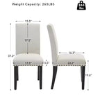 Set di 2 sedie da pranzo moderne imbottite in tessuto, sedie da pranzo con gambe in legno, schienale curvo ergonomico, capacità 120 kg, per sala da pranzo, cucina