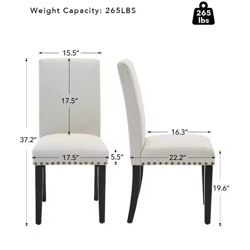 Set di 2 sedie da pranzo moderne imbottite in tessuto, sedie da pranzo con gambe in legno, schienale curvo ergonomico, capacità 120 kg, per sala da pranzo, cucina