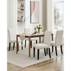 Set di 2 sedie da pranzo moderne imbottite in tessuto, sedie da pranzo con gambe in legno, schienale curvo ergonomico, capacità 120 kg, per sala da pranzo, cucina