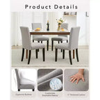 Set di 2 sedie da pranzo moderne imbottite in tessuto, sedie da pranzo con gambe in legno, schienale curvo ergonomico, capacità 120 kg, per sala da pranzo, cucina