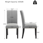 Set di 2 sedie da pranzo moderne imbottite in tessuto, sedie da pranzo con gambe in legno, schienale curvo ergonomico, capacità 120 kg, per sala da pranzo, cucina