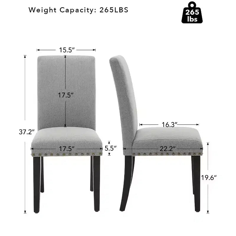 Set di 2 sedie da pranzo moderne imbottite in tessuto, sedie da pranzo con gambe in legno, schienale curvo ergonomico, capacità 120 kg, per sala da pranzo, cucina