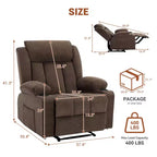 Poltrona reclinabile girevole con massaggio e riscaldamento, divano lounge ergonomico di grandi dimensioni con poggiapiedi estensibile, portabicchieri per soggiorno, camera da letto