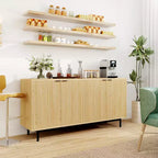Dyonery 58 Tavolo Consolle in Legno con 4 Ante Scanalate e Ripiani Regolabili Credenza Moderna con Contenitore per Soggiorno, Cucina e Ingresso