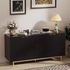Dyonery 58 Tavolo Consolle in Legno con 4 Ante Scanalate e Ripiani Regolabili Credenza Moderna con Contenitore per Soggiorno, Cucina e Ingresso