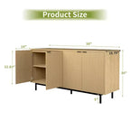 Dyonery 58 Tavolo Consolle in Legno con 4 Ante Scanalate e Ripiani Regolabili Credenza Moderna con Contenitore per Soggiorno, Cucina e Ingresso