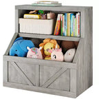 Libreria e Organizzatore Giocattoli per Bambini, Scaffale in Legno da 81 cm, Antiribaltamento e Impermeabile, Adatto per Asilo Nido, Sala Giochi, Camera da Letto, Aula