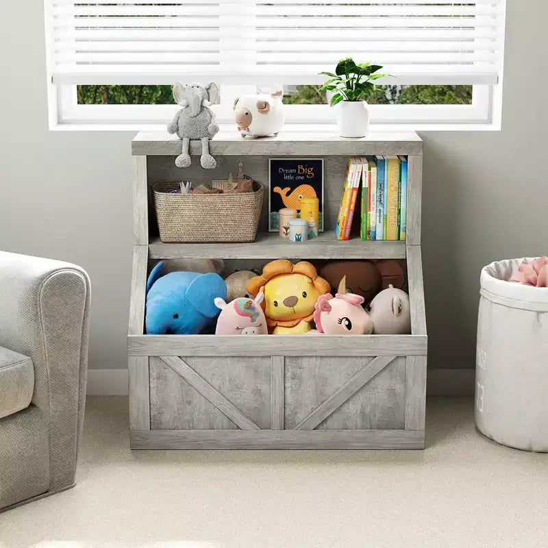 Libreria e Organizzatore Giocattoli per Bambini, Scaffale in Legno da 81 cm, Antiribaltamento e Impermeabile, Adatto per Asilo Nido, Sala Giochi, Camera da Letto, Aula