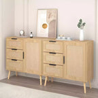 Cassettiera a 3 cassetti in rattan e legno - Mobile contenitore ModernLuxe