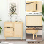 Cassettiera a 3 cassetti in rattan e legno - Mobile contenitore ModernLuxe