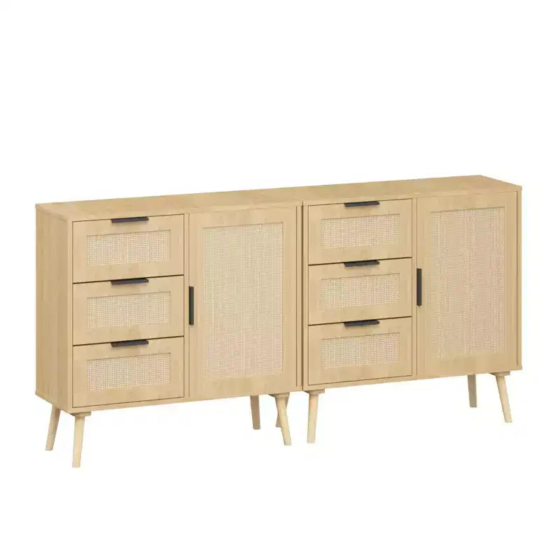 Cassettiera a 3 cassetti in rattan e legno - Mobile contenitore ModernLuxe