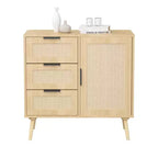 Cassettiera a 3 cassetti in rattan e legno - Mobile contenitore ModernLuxe
