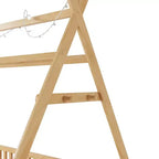 Letto a capanna gemello Whisen con luce, letto a capanna basso con recinzione e tetto, design di sicurezza