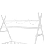 Letto a capanna gemello Whisen con luce, letto a capanna basso con recinzione e tetto, design di sicurezza
