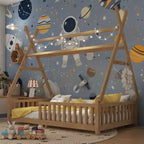 Letto a capanna gemello Whisen con luce, letto a capanna basso con recinzione e tetto, design di sicurezza
