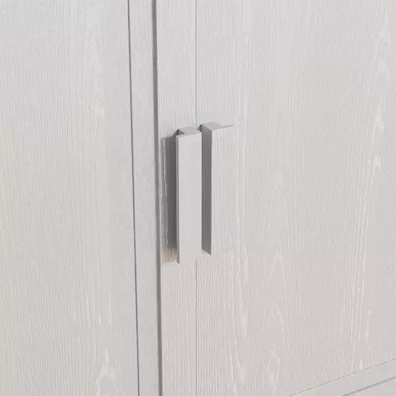 Mobiletto contenitore a venatura legno alto 36 pollici in bianco, organizzatore di stoccaggio con 2 ante in legno massiccio per camera da letto, soggiorno/sala da pranzo