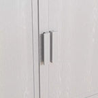 Mobiletto contenitore a venatura legno alto 36 pollici in bianco, organizzatore di stoccaggio con 2 ante in legno massiccio per camera da letto, soggiorno/sala da pranzo