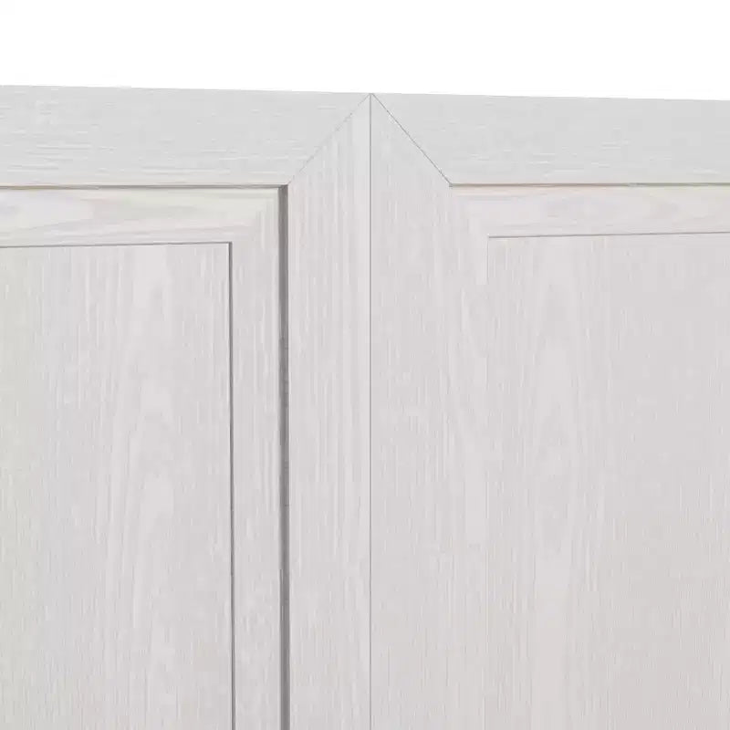 Mobiletto contenitore a venatura legno alto 36 pollici in bianco, organizzatore di stoccaggio con 2 ante in legno massiccio per camera da letto, soggiorno/sala da pranzo