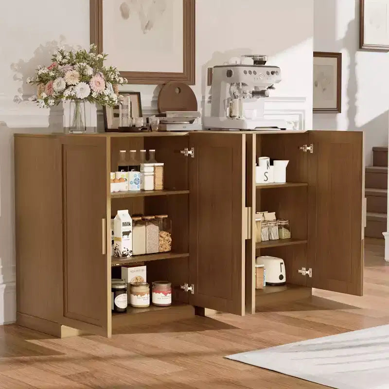 Mobiletto contenitore a venatura legno alto 36 pollici in bianco, organizzatore di stoccaggio con 2 ante in legno massiccio per camera da letto, soggiorno/sala da pranzo