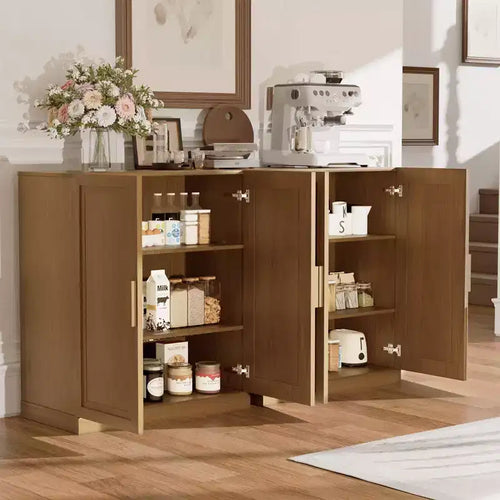 Mobiletto contenitore a venatura legno alto 36 pollici in bianco, organizzatore di stoccaggio con 2 ante in legno massiccio per camera da letto, soggiorno/sala da pranzo