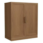 Mobiletto contenitore a venatura legno alto 36 pollici in bianco, organizzatore di stoccaggio con 2 ante in legno massiccio per camera da letto, soggiorno/sala da pranzo