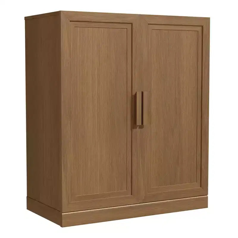 Mobiletto contenitore a venatura legno alto 36 pollici in bianco, organizzatore di stoccaggio con 2 ante in legno massiccio per camera da letto, soggiorno/sala da pranzo