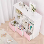 Libreria per bambini con 3 cassetti rimovibili e 6 armadietti, scaffale portaoggetti per giocattoli e libri per la cameretta dei bambini, la sala giochi e l'asilo nido
