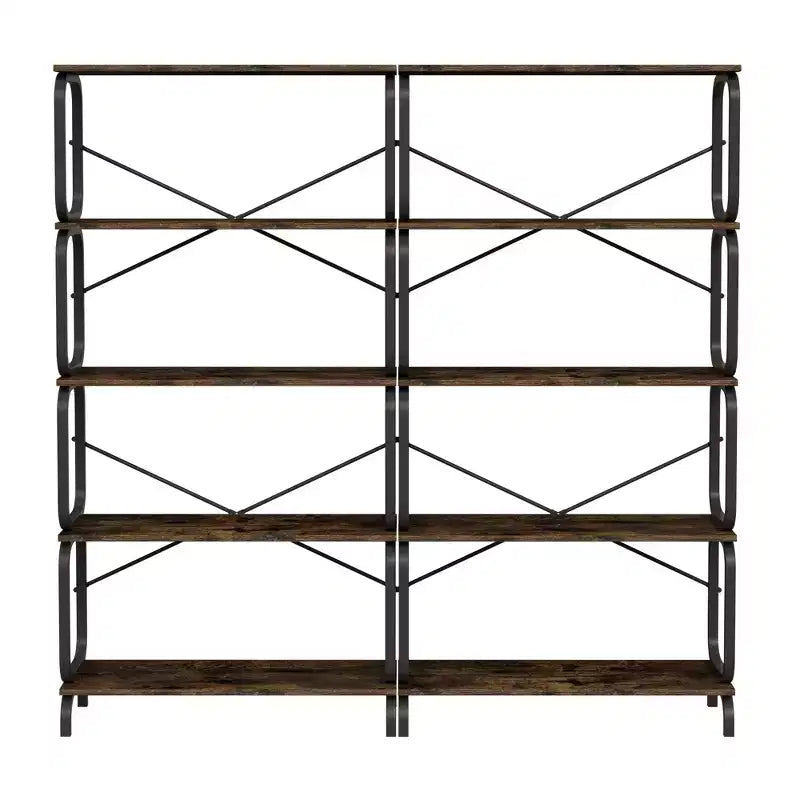 Libreria industriale a 5 ripiani, libreria alta rustica, organizer vintage, scaffale multiuso