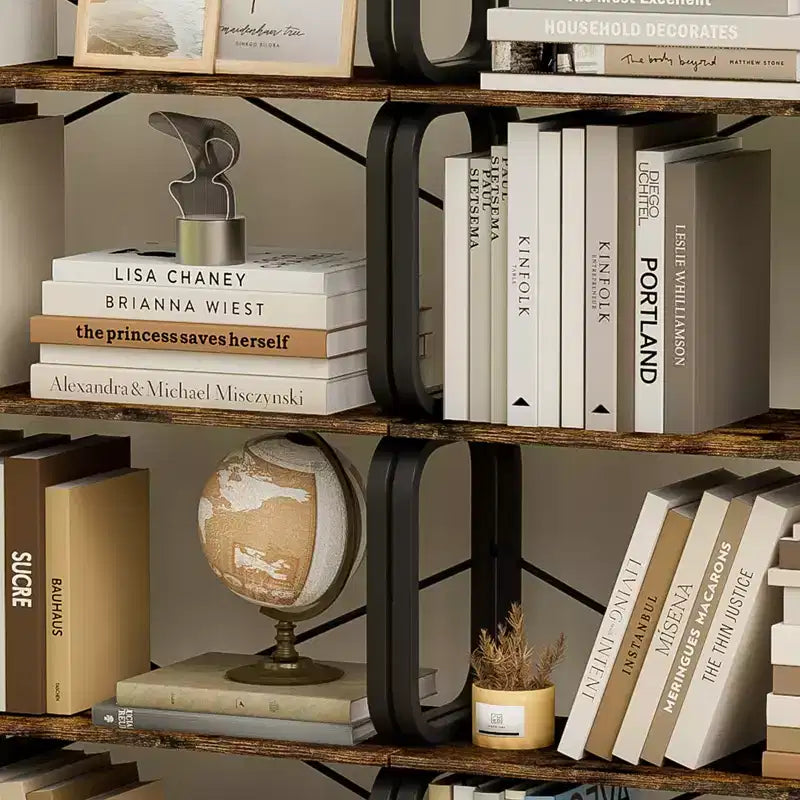 Libreria industriale a 5 ripiani, libreria alta rustica, organizer vintage, scaffale multiuso