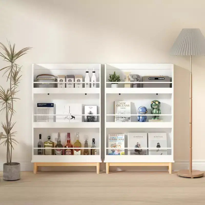 Libreria per bambini con 3 ripiani espositivi frontali, espositore portariviste, bianca - ModernLuxe