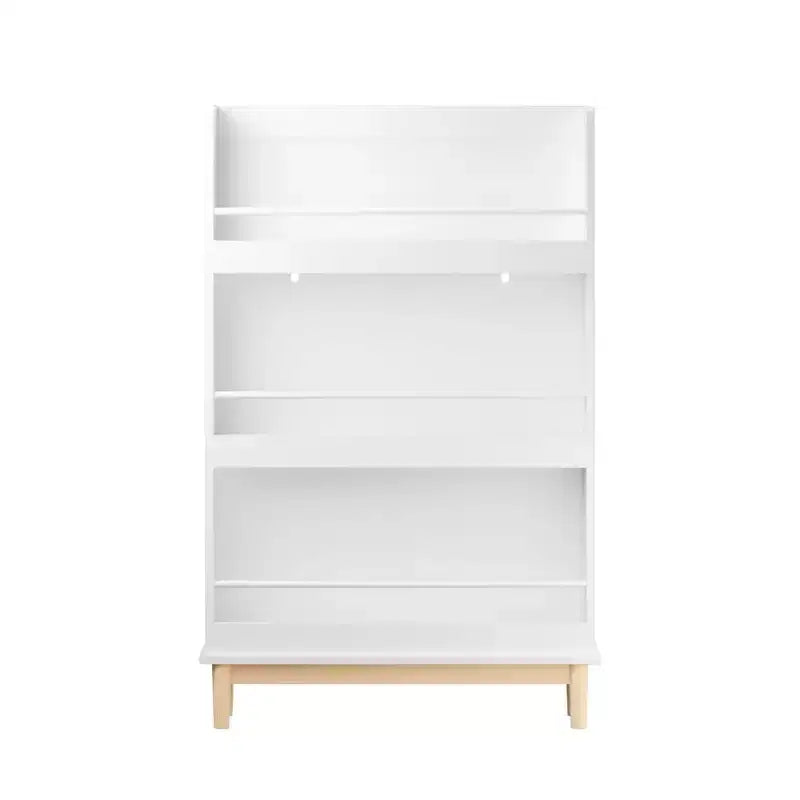 Libreria per bambini con 3 ripiani espositivi frontali, espositore portariviste, bianca - ModernLuxe