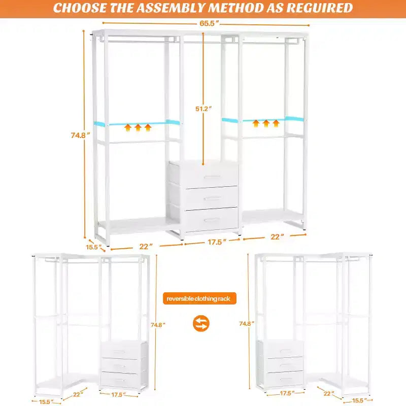 Besiost Stender Appendiabiti con Cassetti in Tessuto, Sistema Organizzativo per Armadio Indipendente