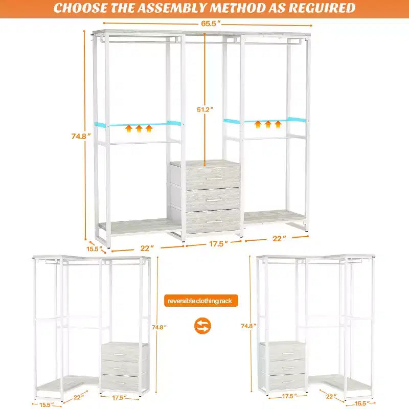 Besiost Stender Appendiabiti con Cassetti in Tessuto, Sistema Organizzativo per Armadio Indipendente