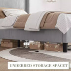 Telaio letto singolo con testiera regolabile, letto a piattaforma imbottito in velluto con 12 doghe di legno, piedini di supporto robusti, beige