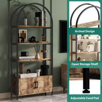 Libreria Ad Arco, Scaffale con Ante Contenitore, Scaffale Industriale Alto 181,6 cm con Robusta Cornice in Metallo e Pannelli di Qualità