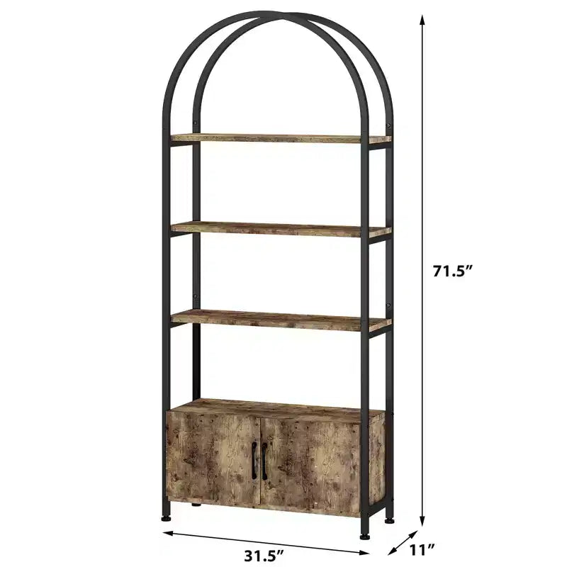 Libreria Ad Arco, Scaffale con Ante Contenitore, Scaffale Industriale Alto 181,6 cm con Robusta Cornice in Metallo e Pannelli di Qualità