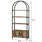 Libreria Ad Arco, Scaffale con Ante Contenitore, Scaffale Industriale Alto 181,6 cm con Robusta Cornice in Metallo e Pannelli di Qualità