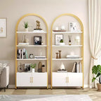 Libreria Ad Arco, Scaffale con Ante Contenitore, Scaffale Industriale Alto 181,6 cm con Robusta Cornice in Metallo e Pannelli di Qualità