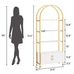 Libreria Ad Arco, Scaffale con Ante Contenitore, Scaffale Industriale Alto 181,6 cm con Robusta Cornice in Metallo e Pannelli di Qualità