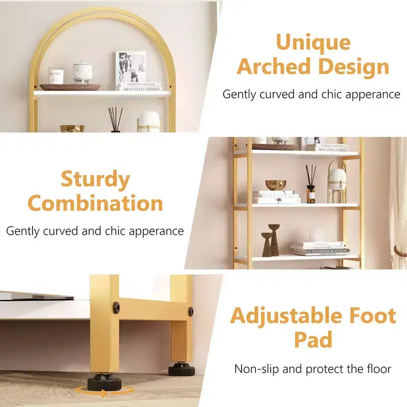 Libreria Ad Arco, Scaffale con Ante Contenitore, Scaffale Industriale Alto 181,6 cm con Robusta Cornice in Metallo e Pannelli di Qualità
