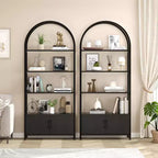 Libreria Ad Arco, Scaffale con Ante Contenitore, Scaffale Industriale Alto 181,6 cm con Robusta Cornice in Metallo e Pannelli di Qualità