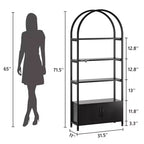 Libreria Ad Arco, Scaffale con Ante Contenitore, Scaffale Industriale Alto 181,6 cm con Robusta Cornice in Metallo e Pannelli di Qualità
