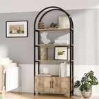 Libreria Ad Arco, Scaffale con Ante Contenitore, Scaffale Industriale Alto 181,6 cm con Robusta Cornice in Metallo e Pannelli di Qualità